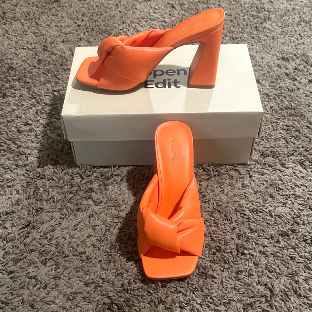 Open Edit Orange Heeled Sandals